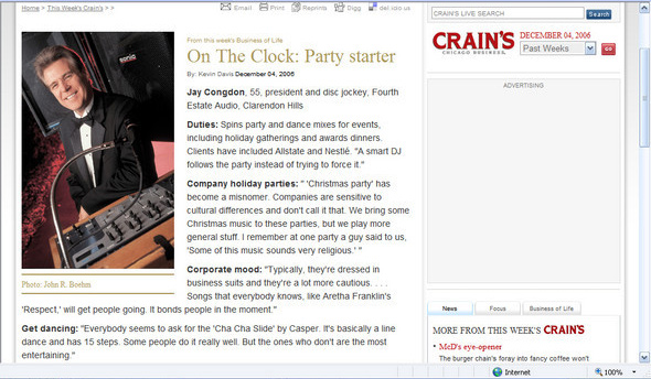 Screenshot of Crain's Chicago Business article