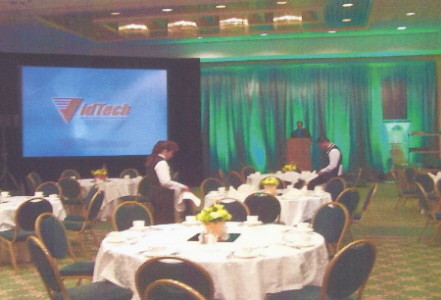 LCD projector setup at a banquet hall
