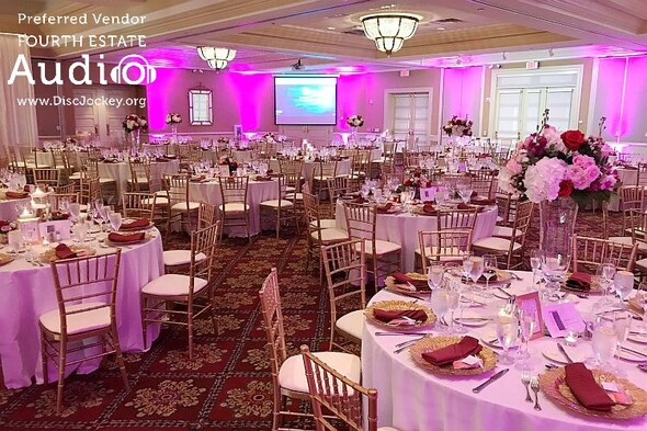 Tables and chairs in a banquet hall